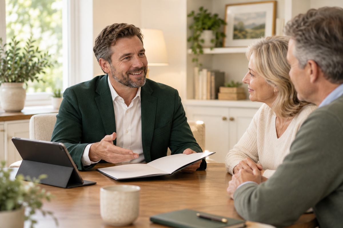 Insurance advisor explaining options to a couple